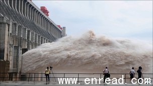 Vast amounts of water have been released from behind the Three Gorges Dam in recent days