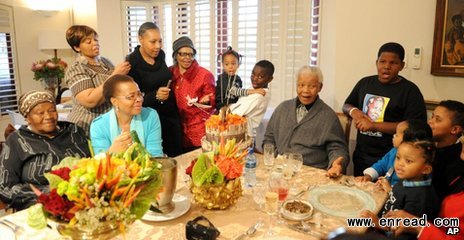 Mr Mandela spent the day at home and made no public appearances