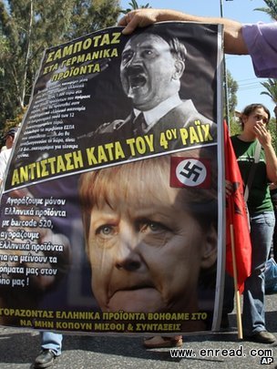 Mrs Merkel has been demonised by some Greek protesters