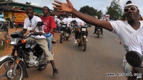 People in Monrovia rely on motorbikes for transport