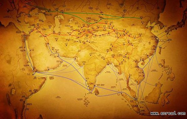 A map of  the ancient Silk Road