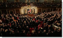 President George W. Bush receives a standing ovation during his 2008 State of the Union address Monday, Jan. 28, 2008, at the U.S. Capitol. White House photo by Joyce N. Boghosian