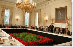 President George W. Bush speaks to a meeting of the National Governors Association Monday, Feb. 25, 2008, in the State Dining Room of the White House. White House photo by Joyce N. Boghosian