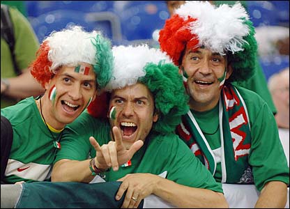 Three Mexico fans show their support